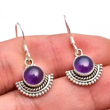 Серьги-капли с натуральным аметистом в виде февральского камня, ювелирные изделия из стерлингового серебра 925 пробы фиолетовый