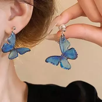 Серьги-капли с жемчугом, бабочка, простые длинные серьги, повседневные ear line