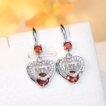 Серьги-капли серебряного цвета с сердцем любви, подарки для мамы, блестящие серьги с фианитами, красные, синие, белые, розовые, многоцветные, серьги-сердечки с камнем, ювелирные изделия, подарки на день матери белый