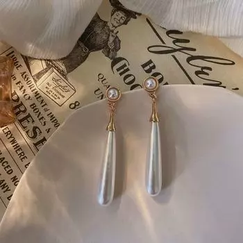 Серьги-капли Tassel Temperament Серьги в корейском стиле Серьги с жемчугом Женские серьги-гвоздики золотой