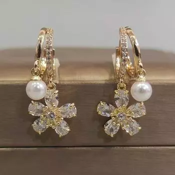 Серьги-капли в форме цветка для женщин, новинка 2023 года, модные красочные серьги с цирконием, роскошные свадебные, помолвочные и вечерние ювелирные аксессуары белый