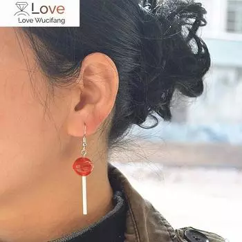 Серьги-капли в форме леденца ручной работы, креативные, милые, привлекательные, из смолы, конфеты, висячие украшения красный