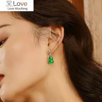 Серьги-капли в форме тыквы с хризопразом для женщин, винтажные длинные серьги из белого золота с цирконием, модные ювелирные изделия, свадебный подарок зелёный