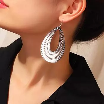 Серьги-капли в стиле бохо, серебряный дизайн с вырезом, простой и удобный серебряный
