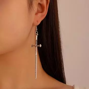 Серьги-капли в стиле ретро из темного сплава с крестом-мечом, подходящие для женских ювелирных сережек на Хэллоуин чёрный