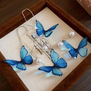 Серьги-капли в виде бабочки, синие, висячие серьги-гвоздики для вечеринок ear line