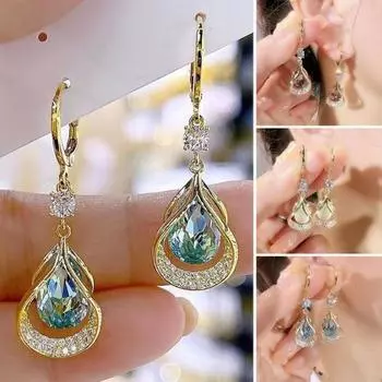 Серьги-капли воды. Изысканное мастерство, уникальный подарок. Женские серьги для свадебных вечеринок. синий