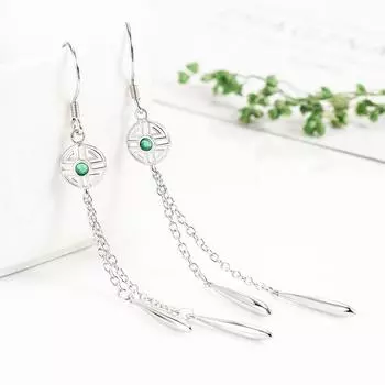 Серьги-капли воды, милые геометрические ажурные серьги в китайском стиле, темпераментные длинные серьги-крючки с кисточками