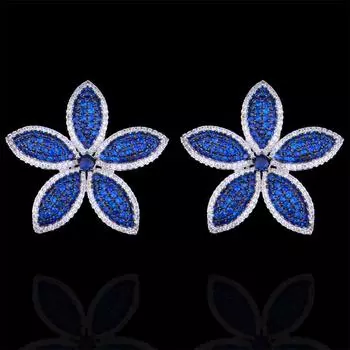 Серьги-капли WWJ высшего качества с цирконием и цветами для невест красный