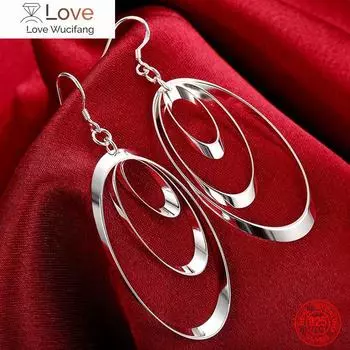 Серьги-капли Zdadan из стерлингового серебра 925 пробы с тремя кругами и длинными кисточками для женщин, помолвка, свадьба, ювелирные изделия, подарок