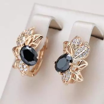 Серьги-капли золотого цвета для женщин, черные серьги с цветком циркона, винтажные серьги для невесты, свадебные украшения, подарок для вечеринки белый