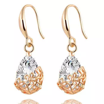 Серьги-капли золотого цвета, серебряного цвета, с кристаллами, классические металлические украшения с цветами для женщин, модный шарм