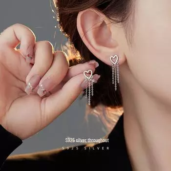 Серьги-кисточки Banyan Tree S925 Silver Heart для женщин — простой, универсальный дизайн ES2453 золотой