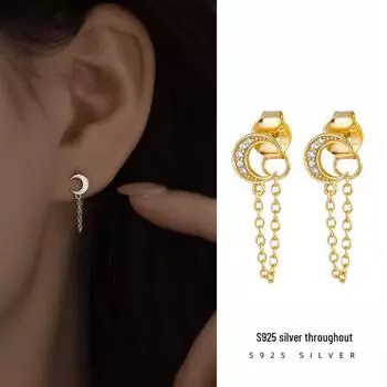 Серьги-кисточки Banyan Tree S925 Silver Moon — женская европейская и американская модная тенденция ES1693, 925 Silver белого золота