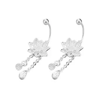 Серьги-кисточки «Два мира любви» в форме лотоса, удачи, лотоса, модные элегантные длинные серьги в форме лотоса с винтовой пряжкой copper (one pair price)