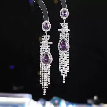 Серьги-кисточки из циркония с увеличенными каплями воды, роскошные универсальные высококачественные ювелирные серьги для женщин