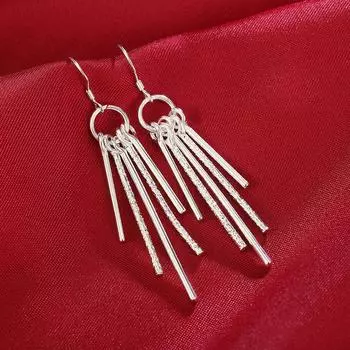 Серьги-кисточки из стерлингового серебра 925 пробы, модные украшения 1.50*4.80cm
