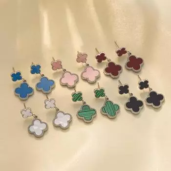 Серьги-кисточки Lucky Clover, новый нишевый дизайн, серьги с простым и универсальным характером, высококачественные серьги белый