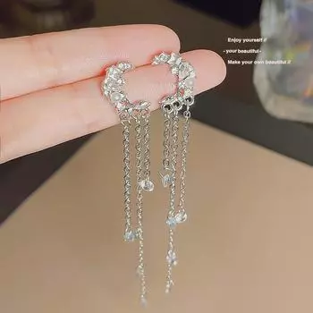 Серьги-кисточки «Лунный всплеск» со звездами на реке, нишевый дизайн, чувство циркония, легкие роскошные серьги, женское лицо, тонкие простые серьги для темперамента, женщины.