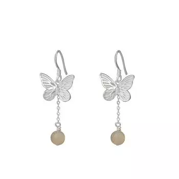 Серьги-кисточки с бабочками из нефрита Хотан, новые универсальные серьги в китайском стиле