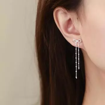 Серьги-кисточки с бантиками Простые, милые, в стиле знаменитостей, универсальные, нишевые, темпераментные серьги