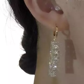 Серьги-кисточки с блестками для женщин, модные, трендовые, полностью из страз, циркониевые серьги, изысканные геометрические украшения, аксессуары для ушей