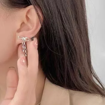 Серьги-кисточки с цепочкой-бантом. Милые и универсальные серьги в стиле ниши.