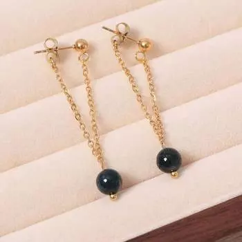 Серьги-кисточки с подвеской из натурального камня, высокого класса