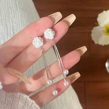 Серьги-кисточки с розовым жемчугом в стиле французского ретро, длинные серьги, гибкие и роскошные, ниша