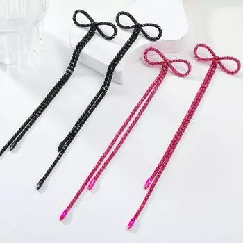 Серьги-кисточки с супердлинным бантом: Европейский и американский стиль свадебной феи розы красного