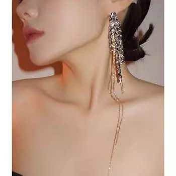 Серьги-кисточки с тонкими цепочками в виде листьев пшеницы, модные, преувеличенные, индивидуальные, длинные серьги для женщин