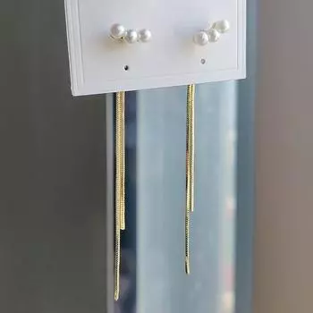 Серьги-кисточки с жемчугом A Two-Wear, женственные, длинные, тонкие серьги-кисточки 925 пробы