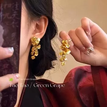 Серьги-кисточки с золотым цветком: Легкая роскошь, ретро-стиль для женщин (2025 Горячие продажи)