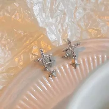 Серьги-кисточки в форме четырехконечной звезды с бриллиантовой инкрустацией для женщин, новый легкий роскошный нишевый дизайн
