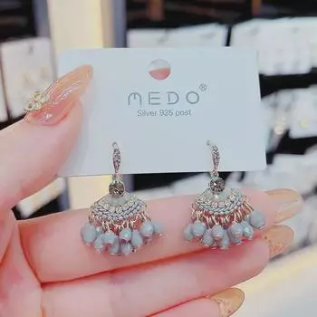 Серьги-кисточки в форме веера с кристаллами в стиле ретро – украшения ручной работы в стиле бохо-этнического стиля