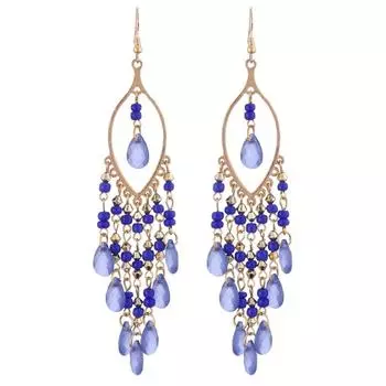 Серьги-кисточки в стиле бохо, изысканные элегантные женские серьги, универсальные модные женские серьги, ювелирные изделия из кристаллов One Size королевский синий
