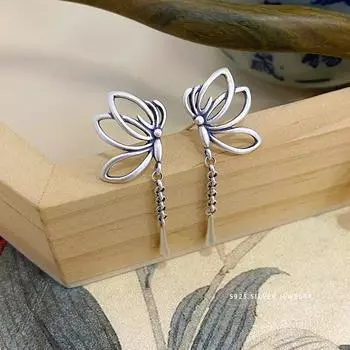 Серьги-кисточки в стиле ретро с бабочками, женские длинные серьги-кисточки, литературные простые серьги в стиле супер-феи