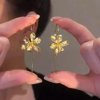 Серьги-кисточки в тренде TikTok Iris Bridal: Шикарные и элитные клипсы для ушей в стиле интернет-знаменитостей A2115 золотой