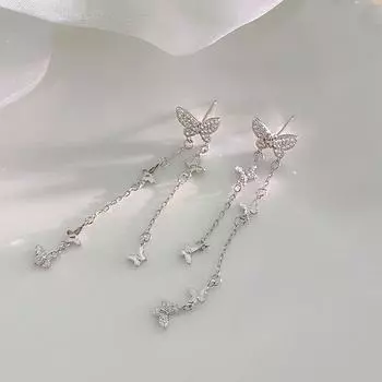 Серьги-кисточки в виде бабочек в супер-сказочном стиле. Крутые и высококачественные длинные серьги в стиле ниши.