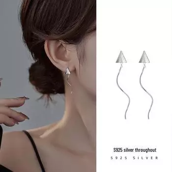 Серьги-кисточки в виде бумажных самолетиков из серебра Banyan Tree S925 — простой, ностальгический, модный стиль ES2402 платиновый