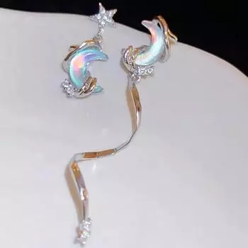 Серьги-кисточки «Звезда и Луна» Роскошные серьги Niche Light Асимметричные серьги с уникальным дизайном