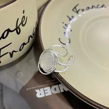 Серьги класса люкс из белого халцедона, нестандартное открывающееся кольцо в ленивом стиле