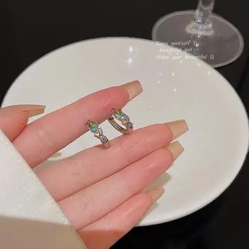 Серьги класса люкс с цветным цирконием: Модные, универсальные, вдохновленные знаменитостями серьги-каффы A1015 серебряный