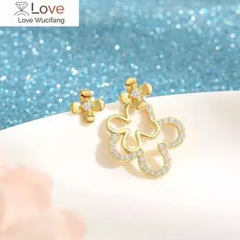 Серьги Клевер стерлингового серебра женские с бриллиантами и цирконами, разнообразные украшения для ношения золотой