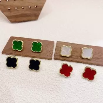 Серьги клевера, сетчатые, красные, темпераментные, маленькие, простые, индивидуальные, милые, женские серьги белый