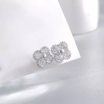 Серьги-клеверы из серебра 925 пробы, женские легкие роскошные серьги с бриллиантами, серебряные украшения Meilong 925 silver