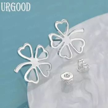 Серьги-клеверы из стерлингового серебра 925 пробы, модные свадебные украшения 1.50*1.50cm