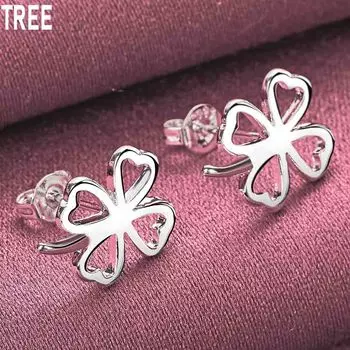 Серьги-клеверы из стерлингового серебра 925 пробы, модные свадебные украшения 1.50*1.50cm