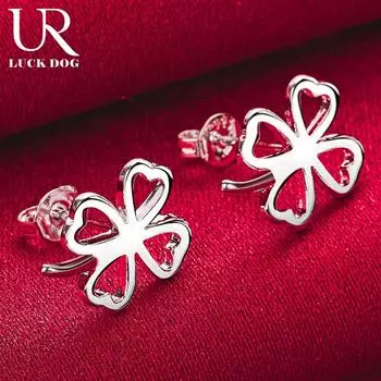 Серьги-клеверы из стерлингового серебра 925 пробы, модные свадебные украшения 1.50*1.50cm