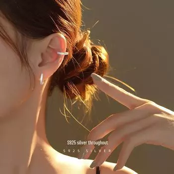 Серьги-клипсы Banyan Tree S925 Silver Zircon - Элегантные женские серьги без отверстий ES2264 золотой